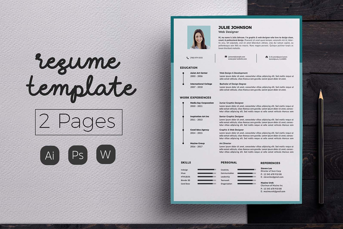 Vol.63 Resume & CV Template, a Resume Template by Hito Graphic (Photo 1 of 8)