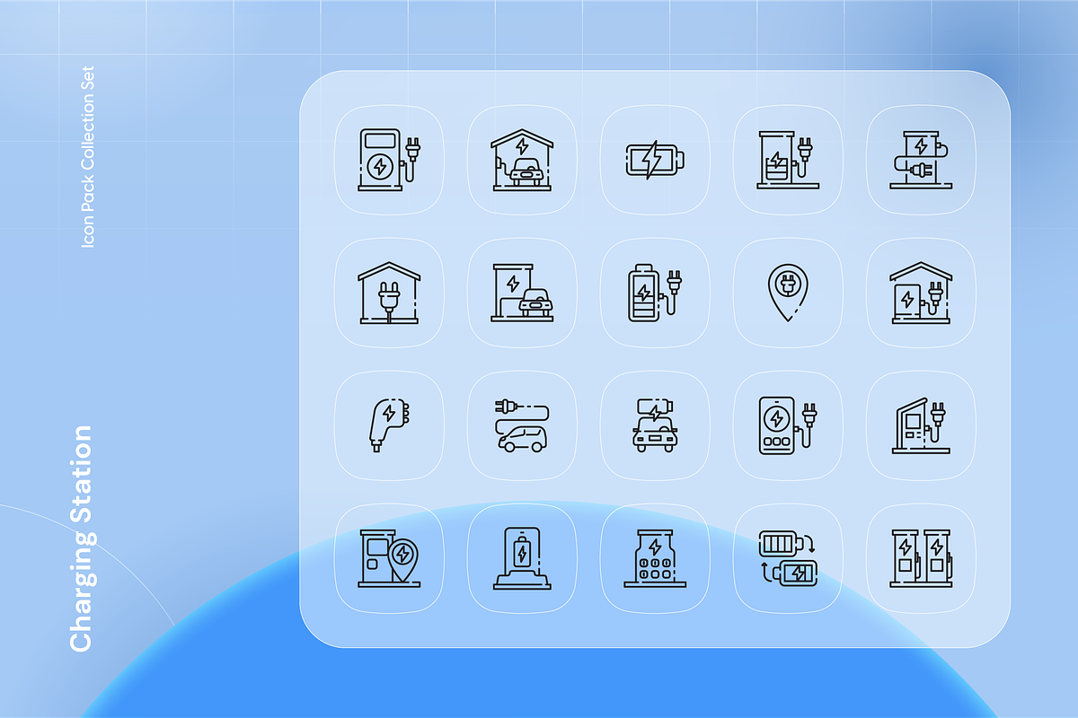 Charging Station Icon Set, an Outline Icon by Nathaya Studio (Photo 2 of 2)