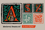 Medieval Beasts Initials, a Blackletter Font by kaer_shop (Thumbnail 1 of 12)