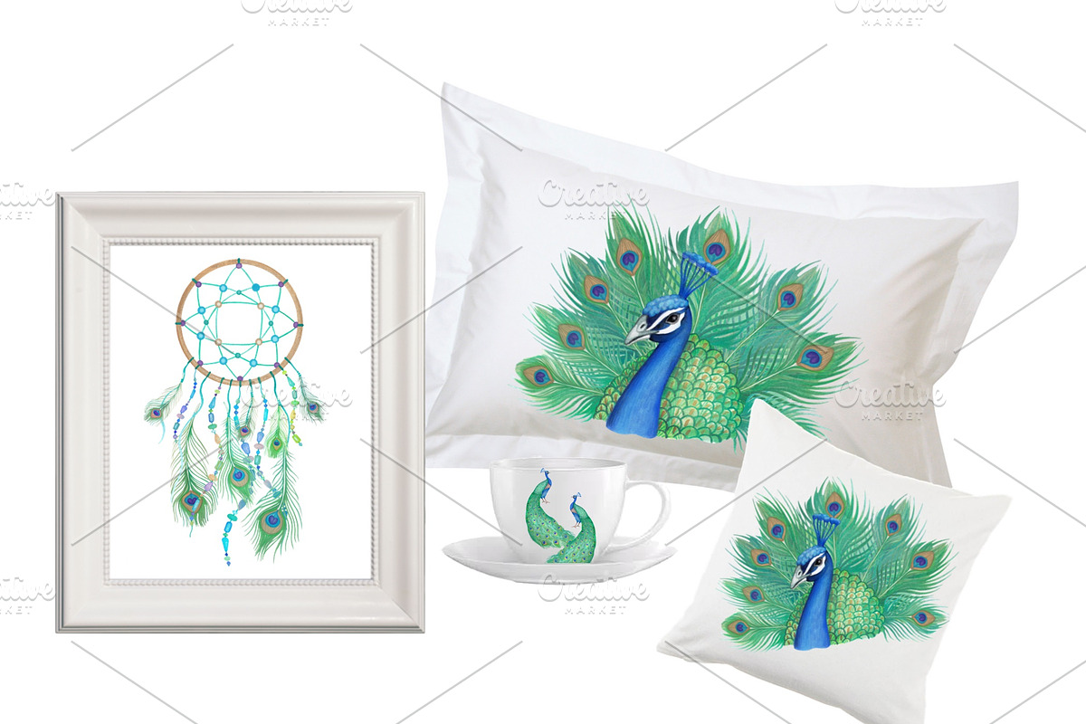 Watercolor Peacock Clipart Images, an Illustration by Whimseez (Photo 3 of 4)