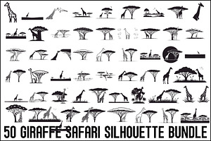 Giraffe Safari Silhouette Vector Bun, an Illustration by Designer_Momina