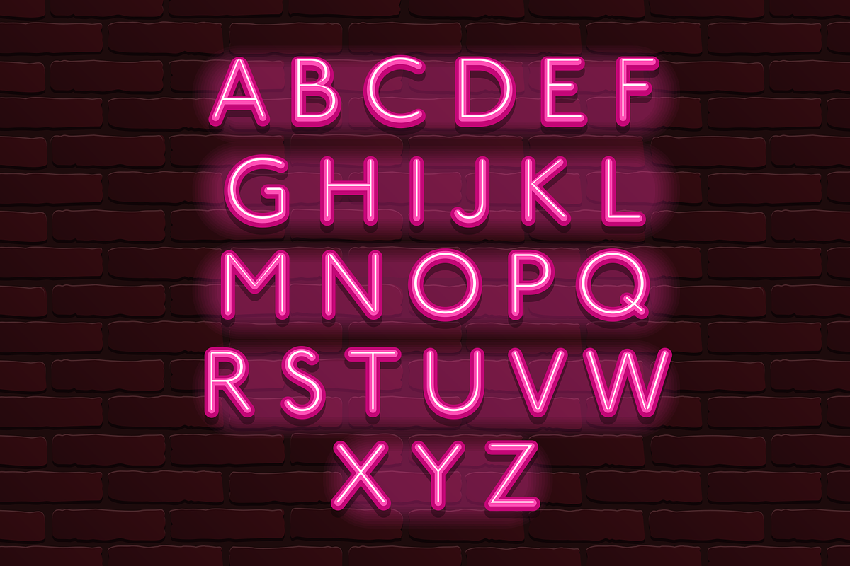 Neon Banner alphabet font bricks