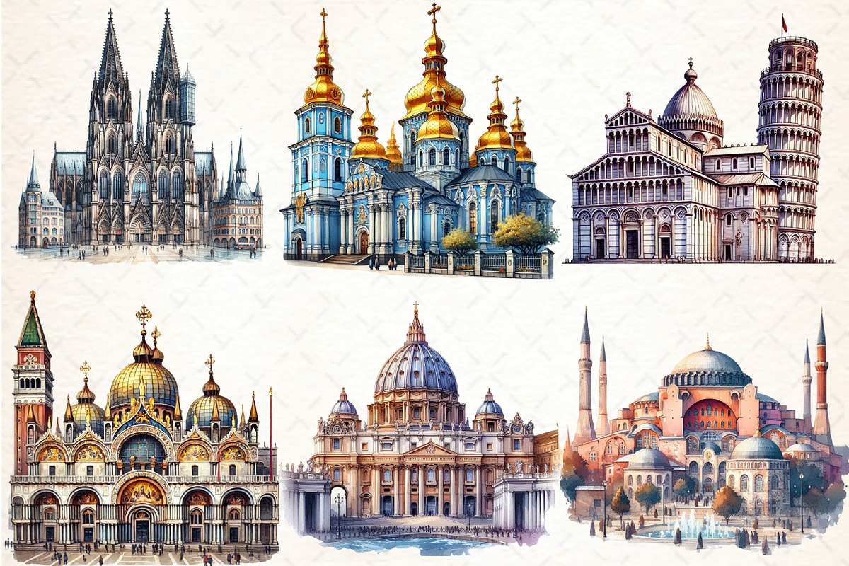 Famous Churches Clipart, an Illustration by DreamCafeArt (Photo 3 of 4)