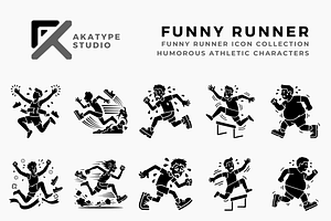 Funny Runner Icon Collection, a Solid Icon by Akatype Studio