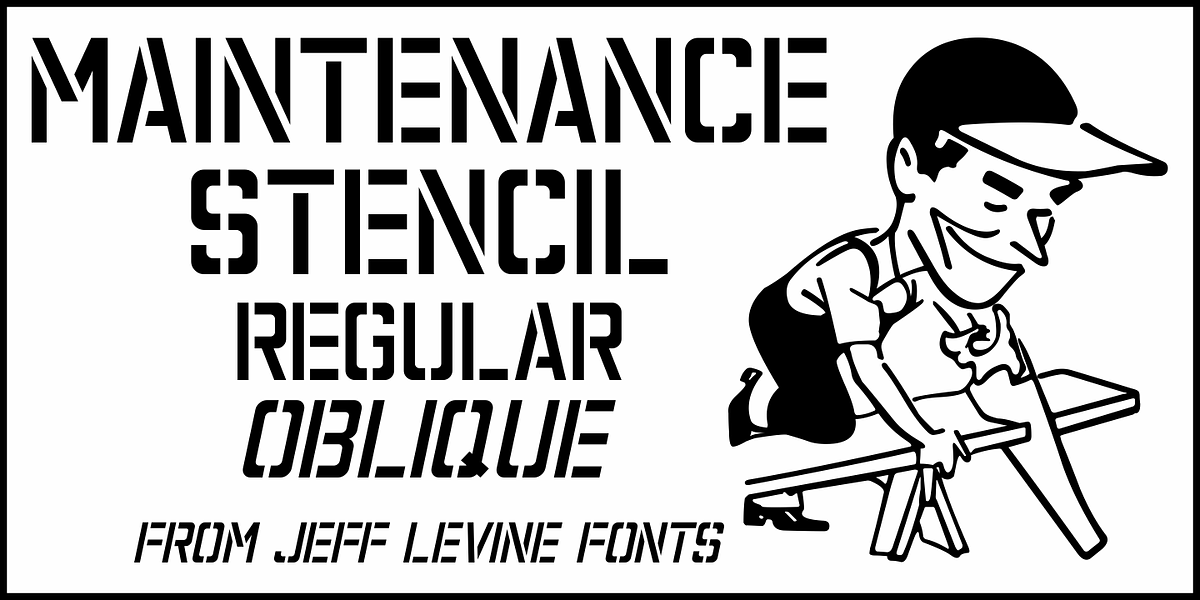 Maintenance Stencil JNL, a Font by Jeff Levine Fonts (Photo 1 of 5)