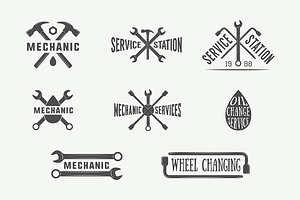 Set Of Vintage Mechanic Logos