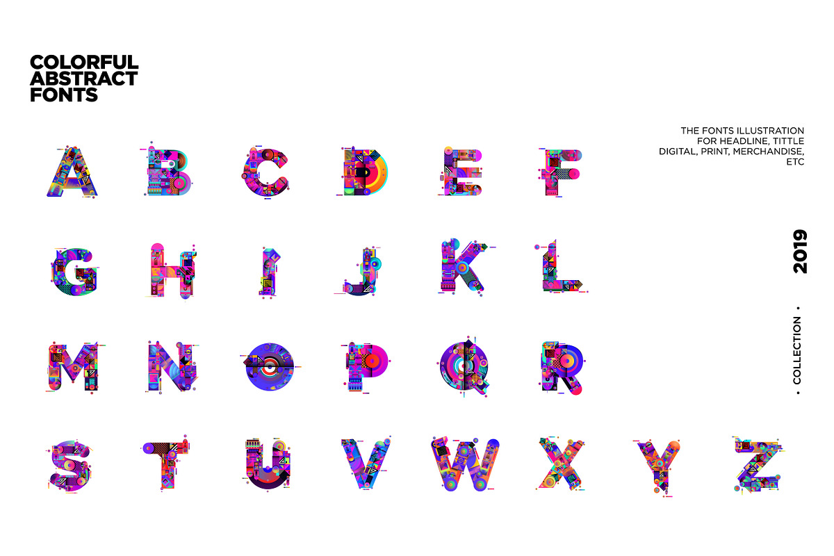 Colorful Alphabets Font Illustration, an Illustration by singpentinkhappy (Photo 2 of 6)