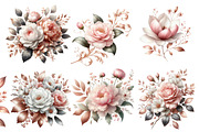 Pink and Rose Gold Floral Clipart, an Illustration by Designworld (Thumbnail 5 of 5)