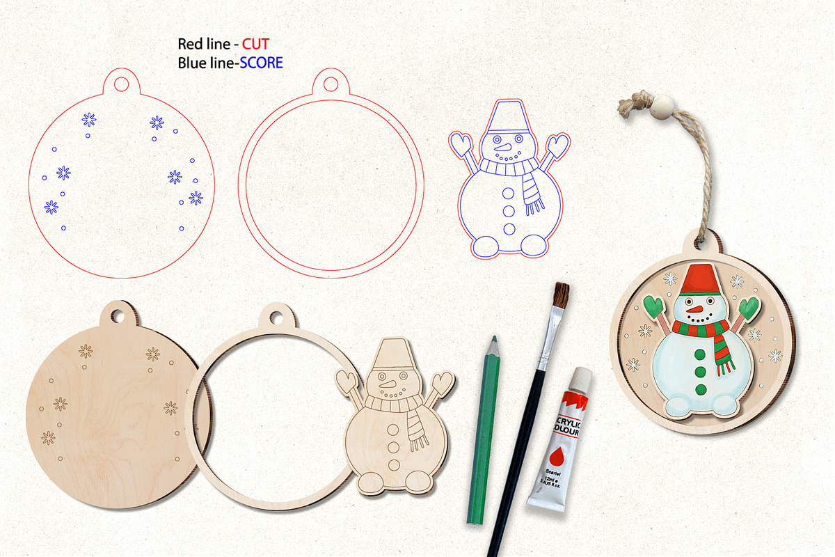 Christmas Ornaments Glowforge Laser, an Object Graphic by Anna Druzhkova (Photo 6 of 9)