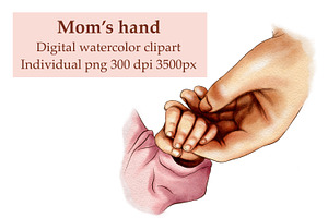 Mom's Hand Clipart, Baby Hand