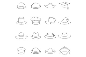 Hat Cap Icon Set Outline