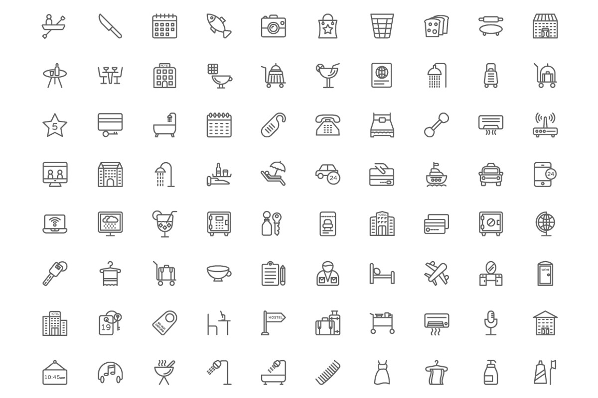 390 Hotel Line Icons, an Outline Icon by Vectors Market (Photo 3 of 6)