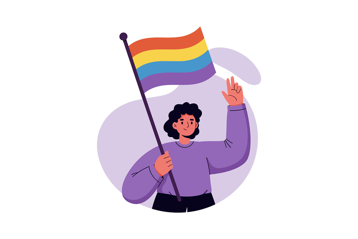 A person joyfully holding a rainbow, an Illustration by designvectx