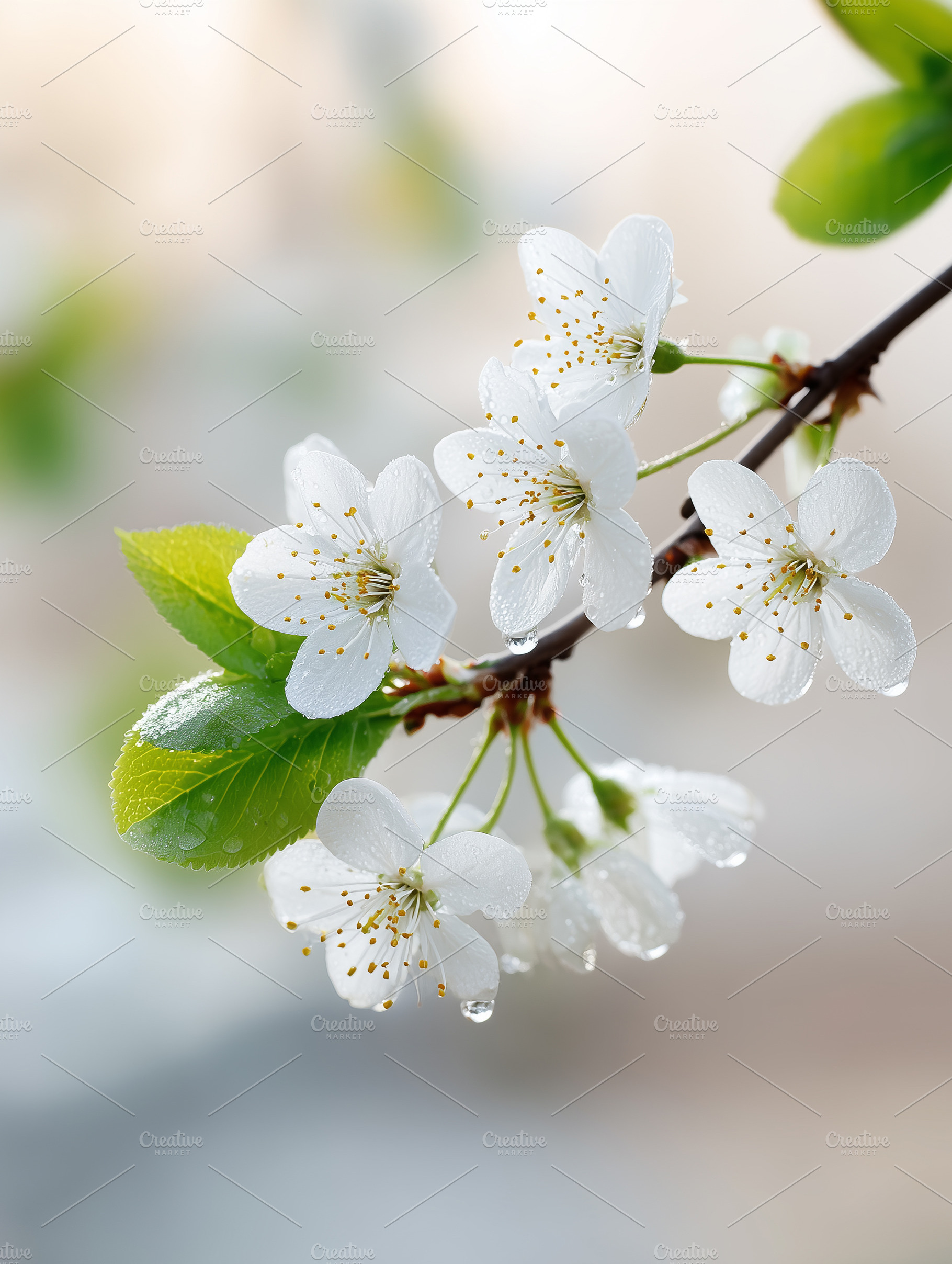 White apple blossoms with fresh, a Nature Photo by MistyDay
