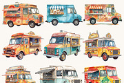 Watercolor Food Truck Clipart Bundle, a Transportation Illustration by Design Scotch (Thumbnail 3 of 9)