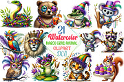 Watercolor Mardi Gras Animal Clipart, an Illustration by DreamCafeArt (Thumbnail 1 of 3)