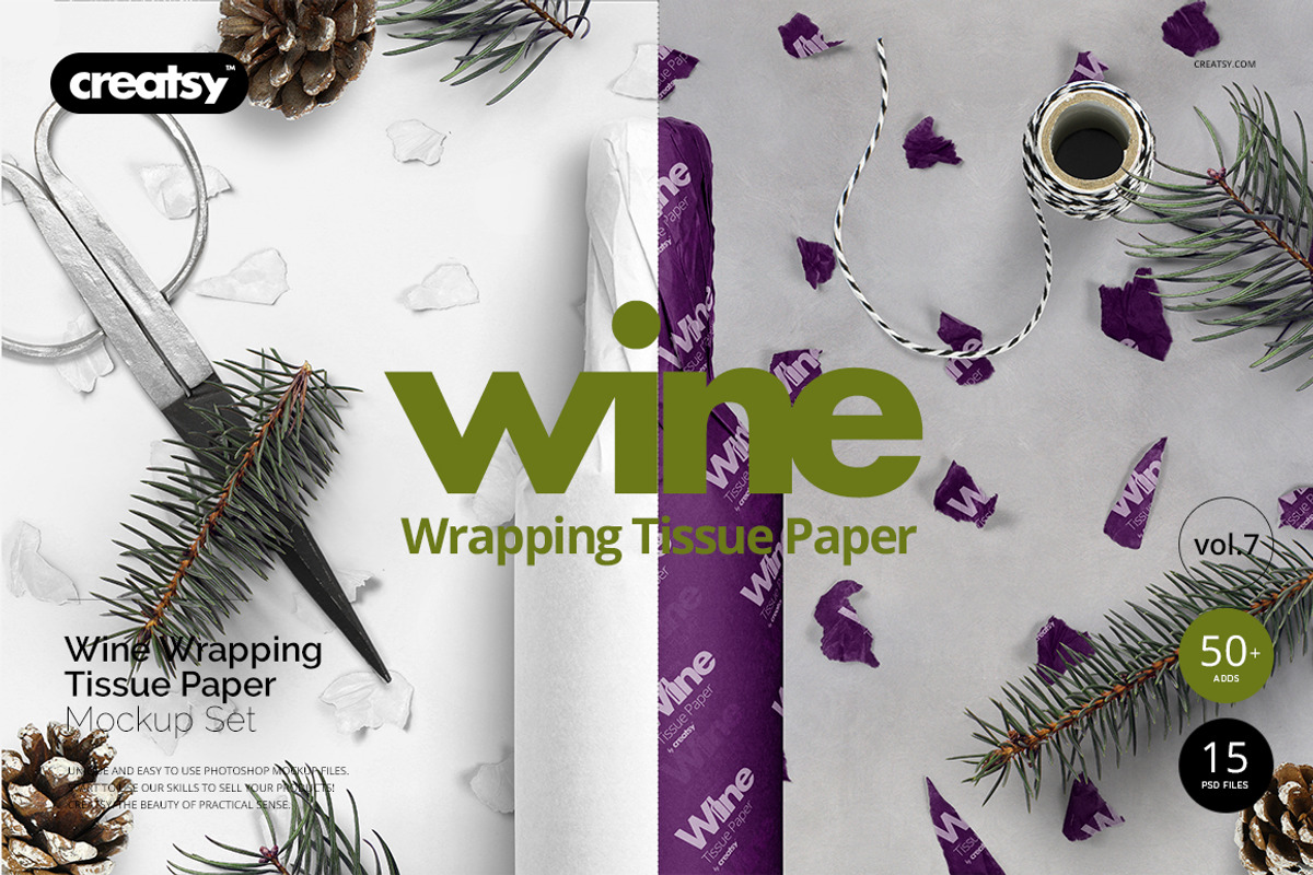 Wrapping Paper Wine Bottle Mockup, a Pens & Pencil Mockup by creatsy5 (Photo 1 of 27)