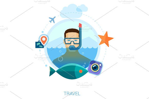 Snorkeling Man Over Sea Waters