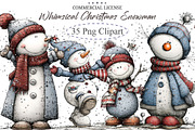 Whimsical Christmas Snowman Clipart, an Illustration by designcity5 (Thumbnail 1 of 5)