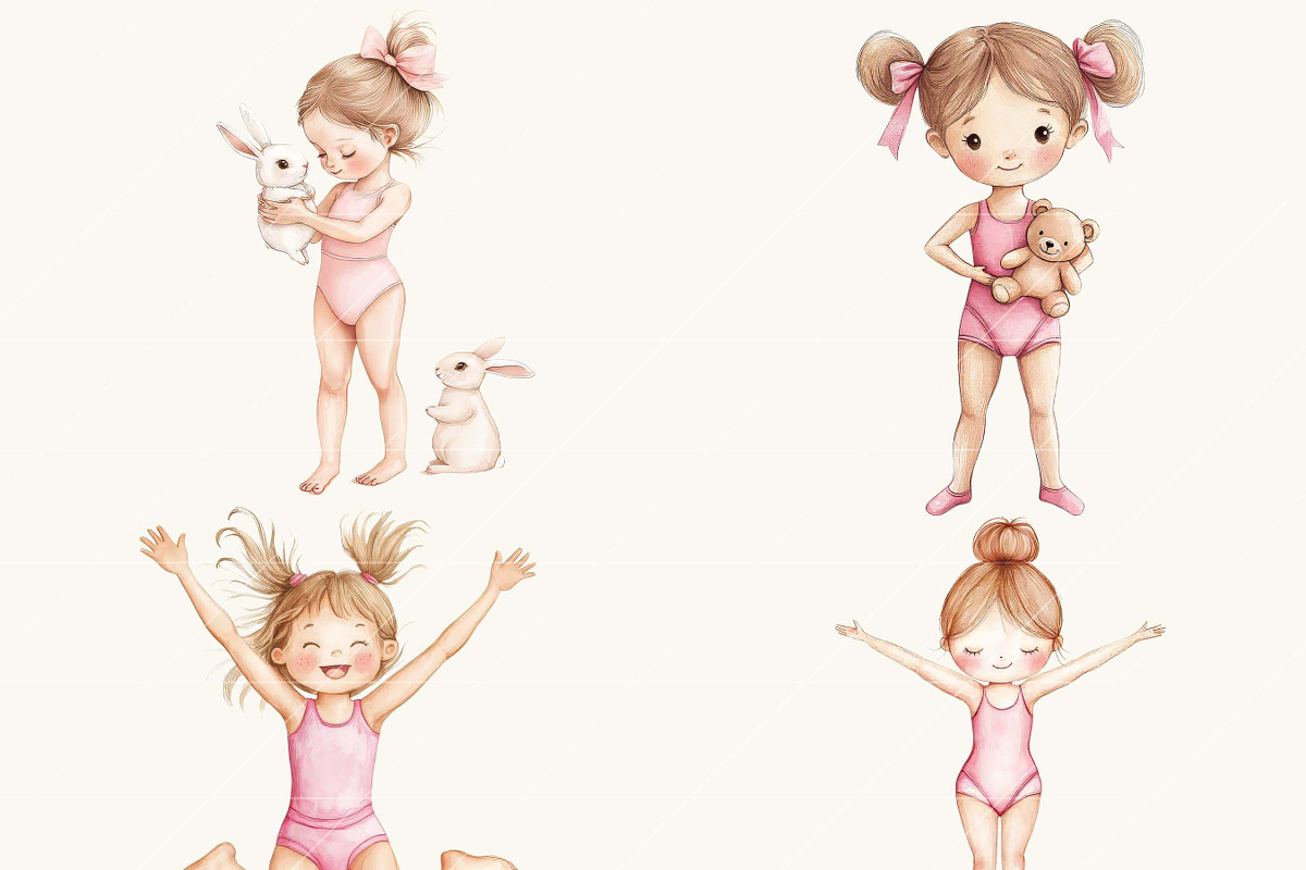 Watercolor Cute Gymnastic Clipart, a Person Illustration by SparkyDesignsUS (Photo 7 of 9)