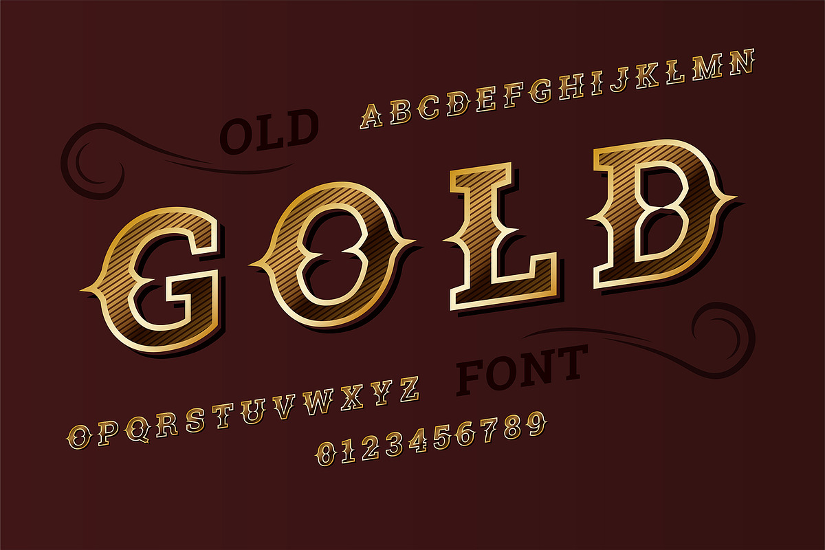 Old Gold Western Alphabet, a Graphic by Pro_Vector