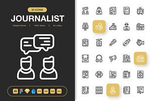 Journalist Icons, an Outline Icon by Spacepixel Creative