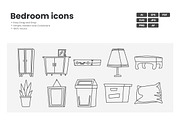 Bedroom Icon Pack, an Outline Icon by erifqizeicon (Thumbnail 1 of 3)
