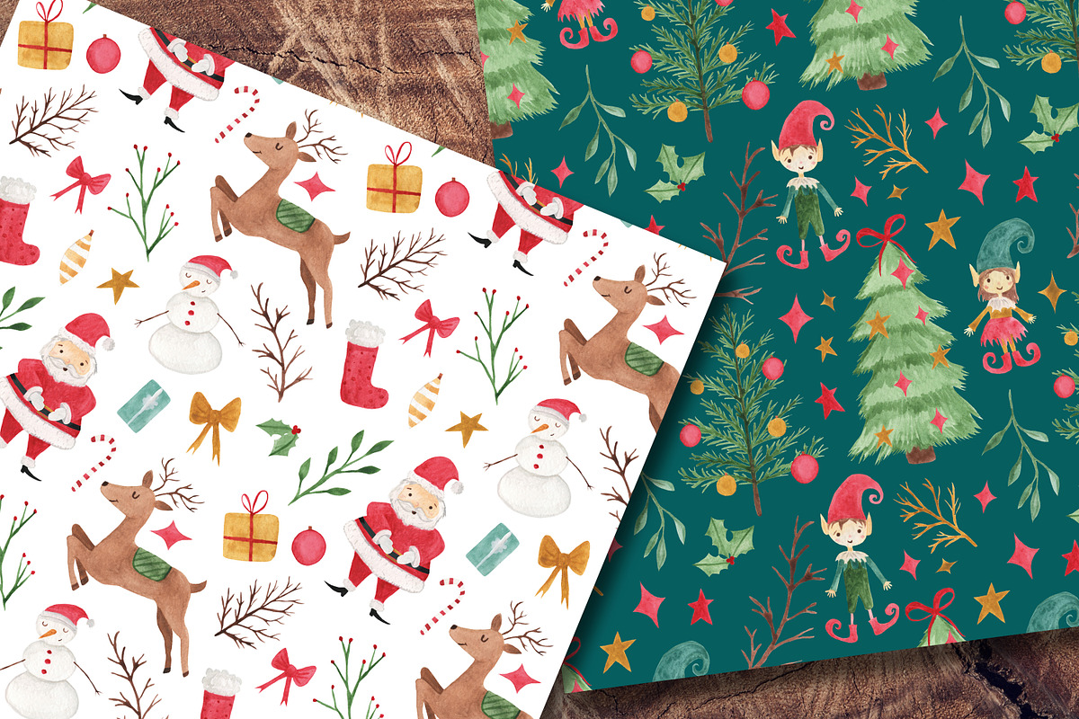 Christmas Watercolor Papers, a Pattern Graphic by LeMagiqueBoutique (Photo 5 of 7)