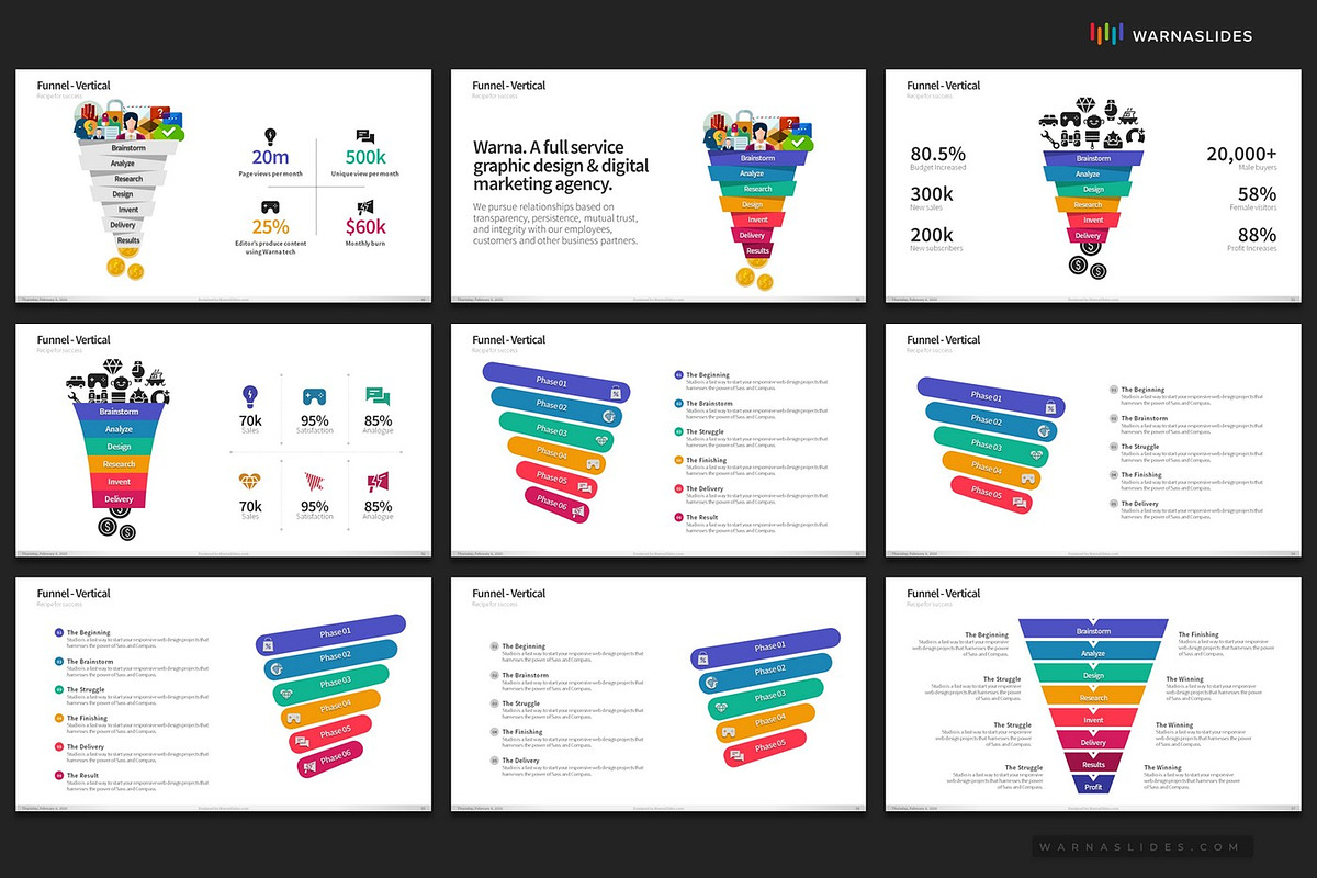 Funnel Diagram PowerPoint Templates, a Presentation Template by Warna Works (Photo 12 of 26)