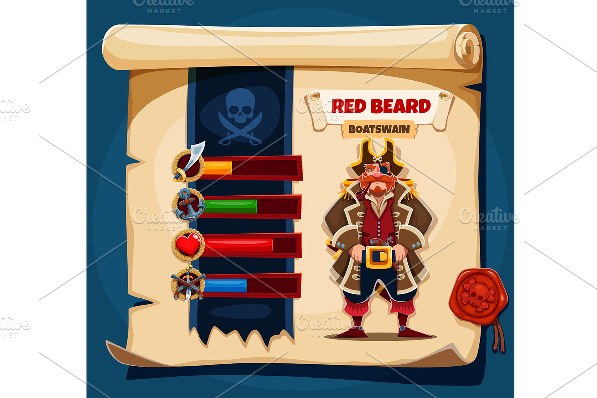 Pirate crew character options, a Person Illustration by Vector Tradition