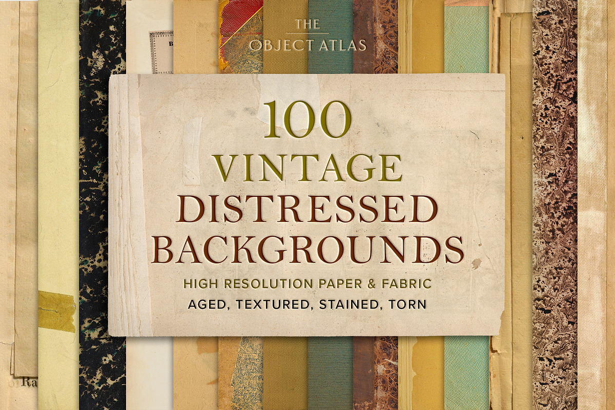 100 Vintage Distressed Backgrounds, a Background Graphic by The Object Atlas (Photo 1 of 9)
