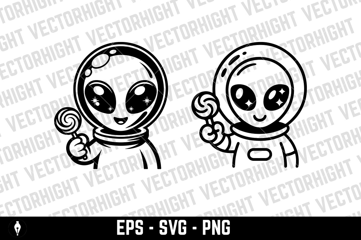 Cute alien holding a candy, a Person Illustration by Vectorhight (Photo 3 of 3)