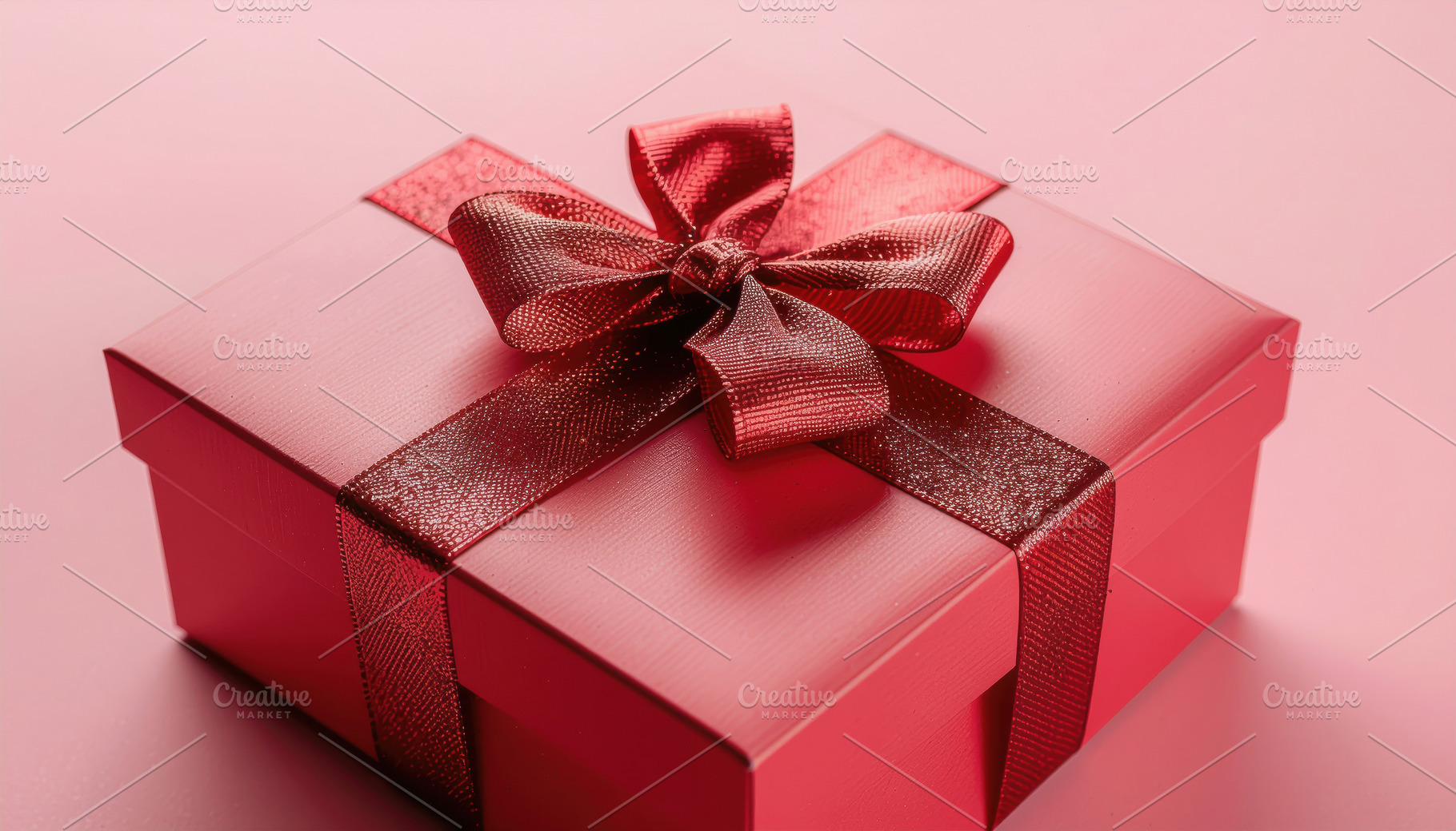Red gift box with ribbon on pink background, a Holiday Photo by Davizro's Market
