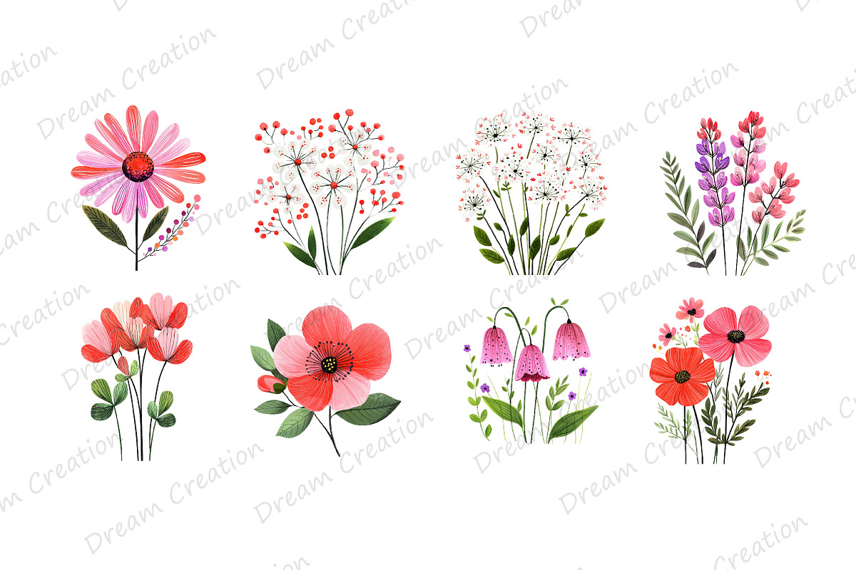 Watercolor Wildflower Clipart, an Illustration by Dream Creation (Photo 3 of 11)