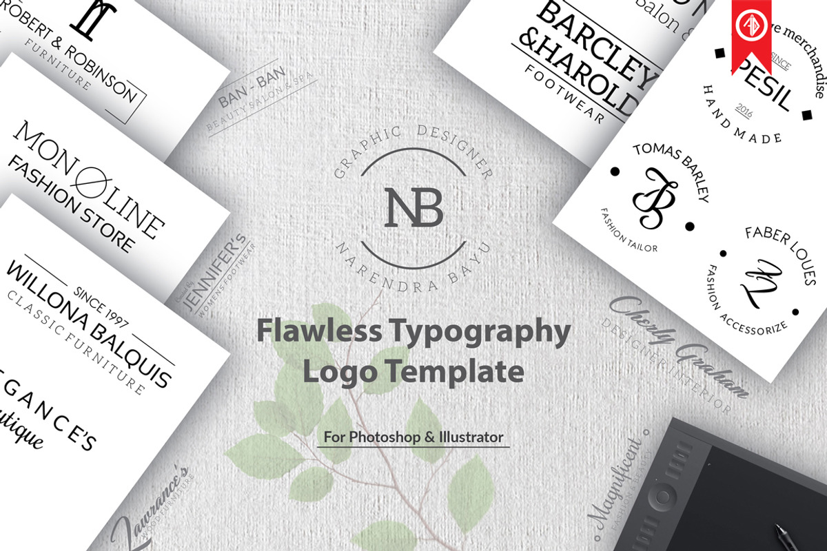 Creative Premade Typography Logos, a Branding & Logo Template by Artha Desain (Photo 1 of 9)
