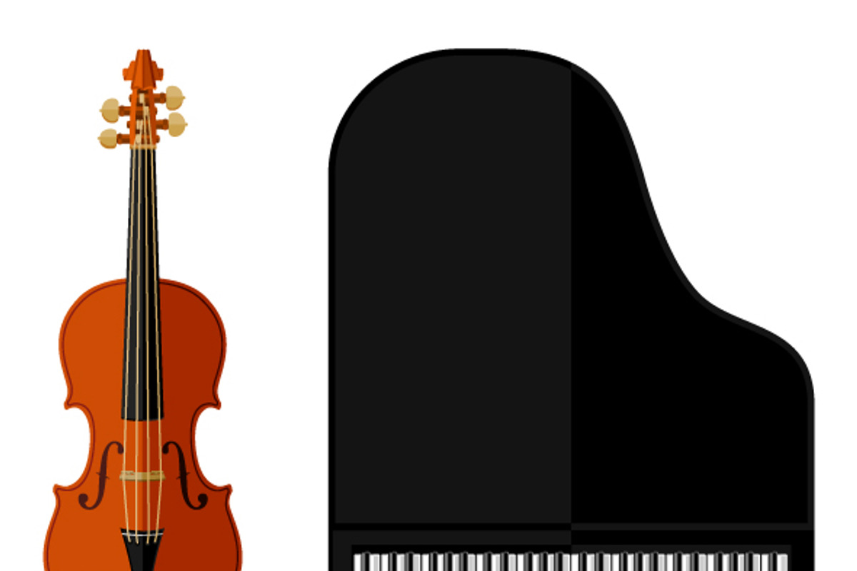 Flat violin and grand piano