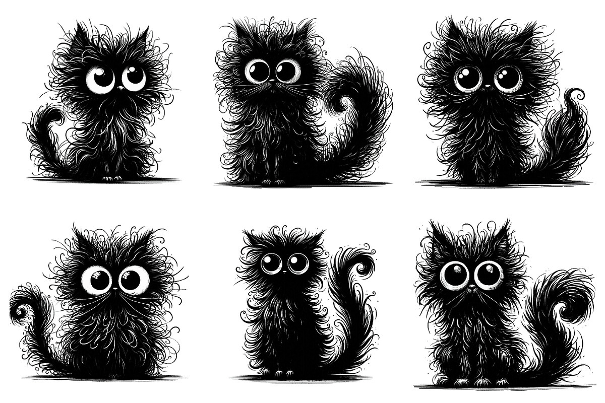 Quirky Black Cats Clipart, an Illustration by RobertsArt (Photo 7 of 7)
