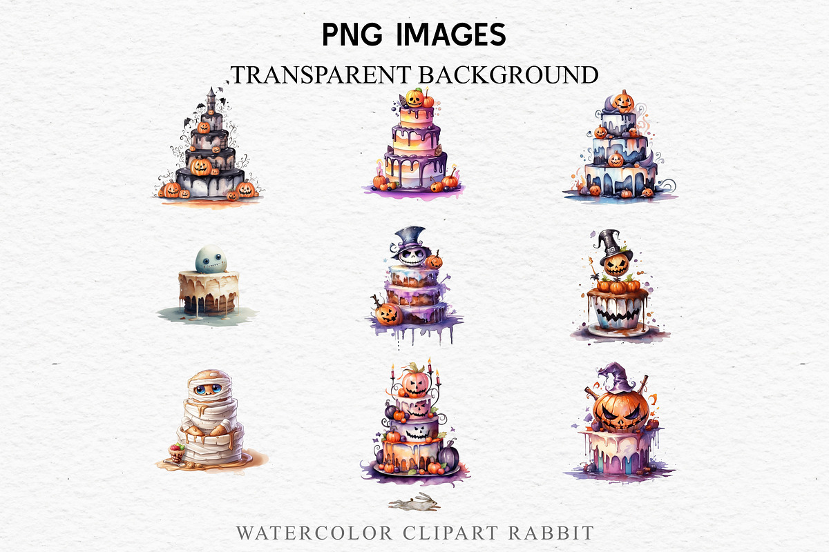 Halloween Cake Spooky Baking Clipart, a Seasonal Illustration by Rabbit Heart (Photo 3 of 10)