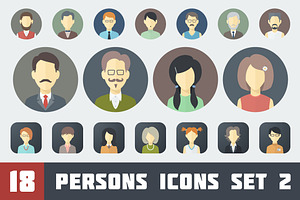 Flat Persons Icons Set 2