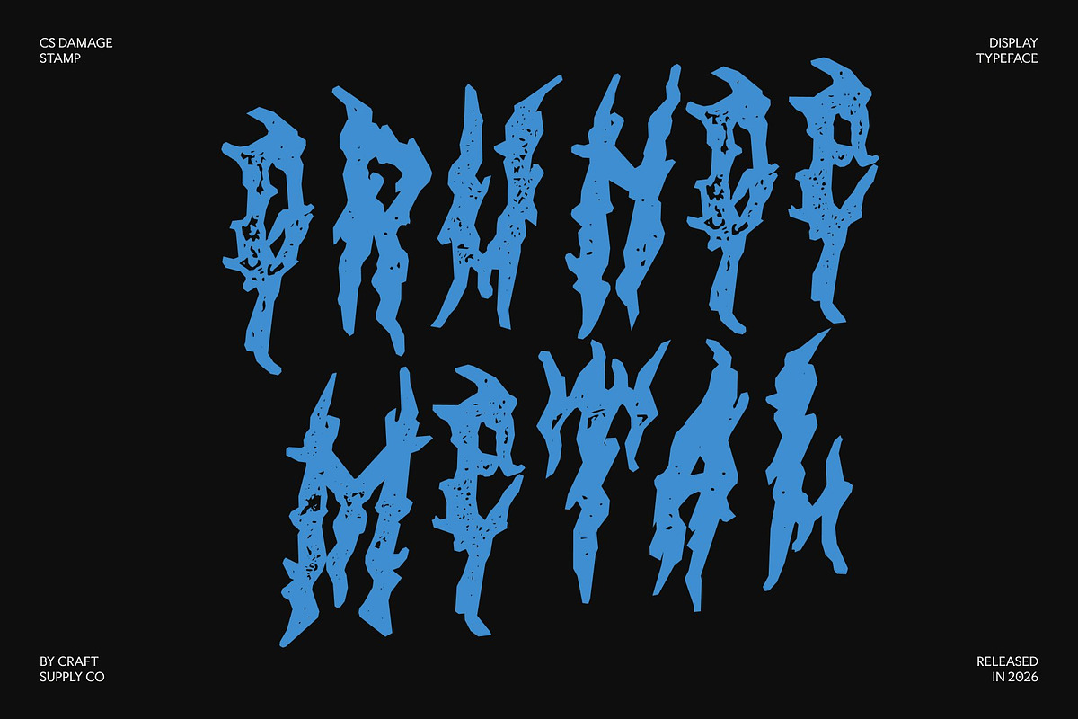 CS Damage Stamp, a Blackletter Font by Craft Supply Co. (Photo 2 of 8)