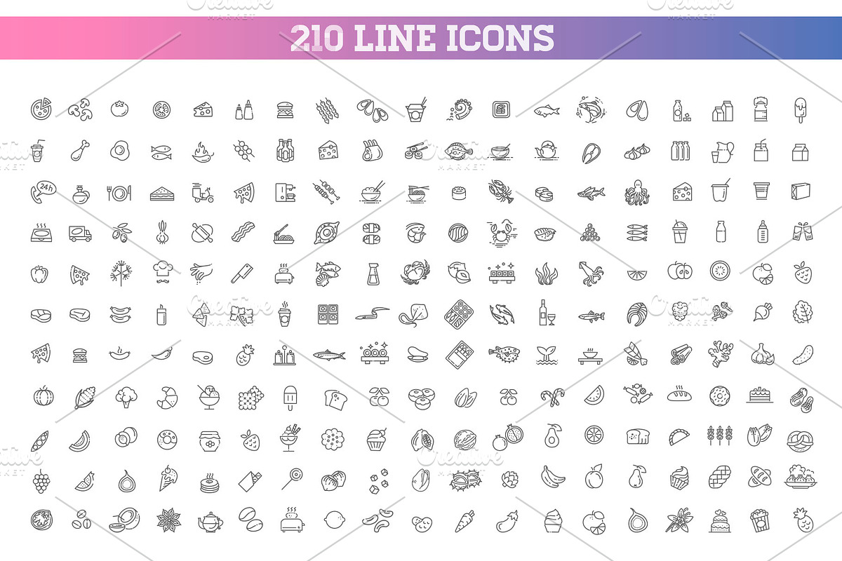 210 Food and Drink thin vector icon, an Outline Icon by Tettygreen (Photo 1 of 4)
