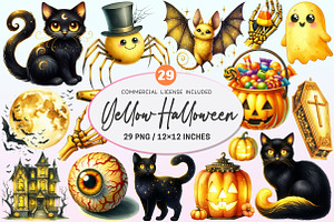 Yellow Halloween Clipart Sublimation, a Graphic by CitraGraphics