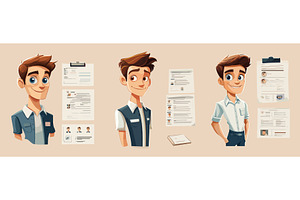 Job candidate case. Cartoon man, a Person Illustration by Stock-Smart-Start
