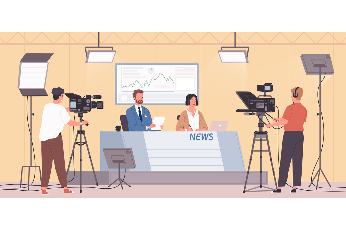 TV news studio workers, a Person Illustration by Good Studio (Photo 1 of 3)