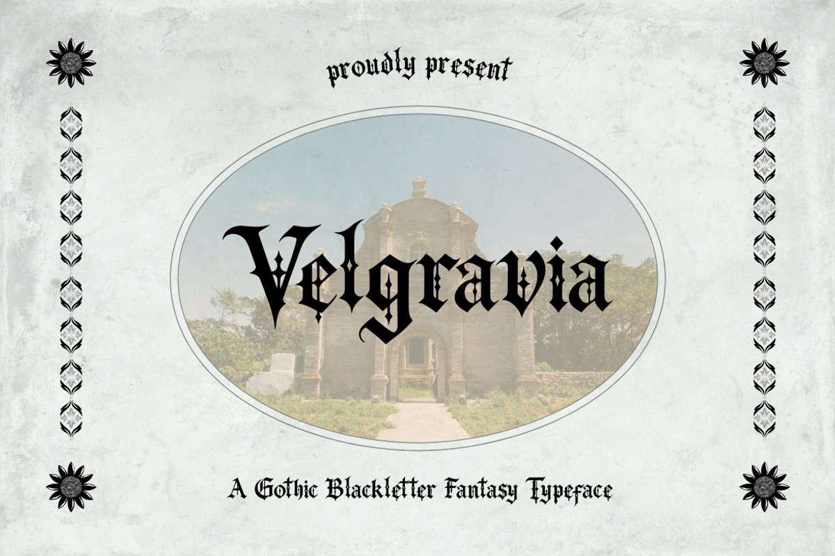 Velgravia – Gothic Blackletter Font, a Blackletter Font by Creacy Studio (Photo 1 of 10)
