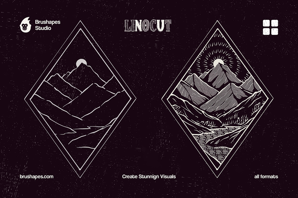 Multi App Craftsman Linocut Brushes, a Brush Add-On by brushapes.com (Photo 5 of 6)