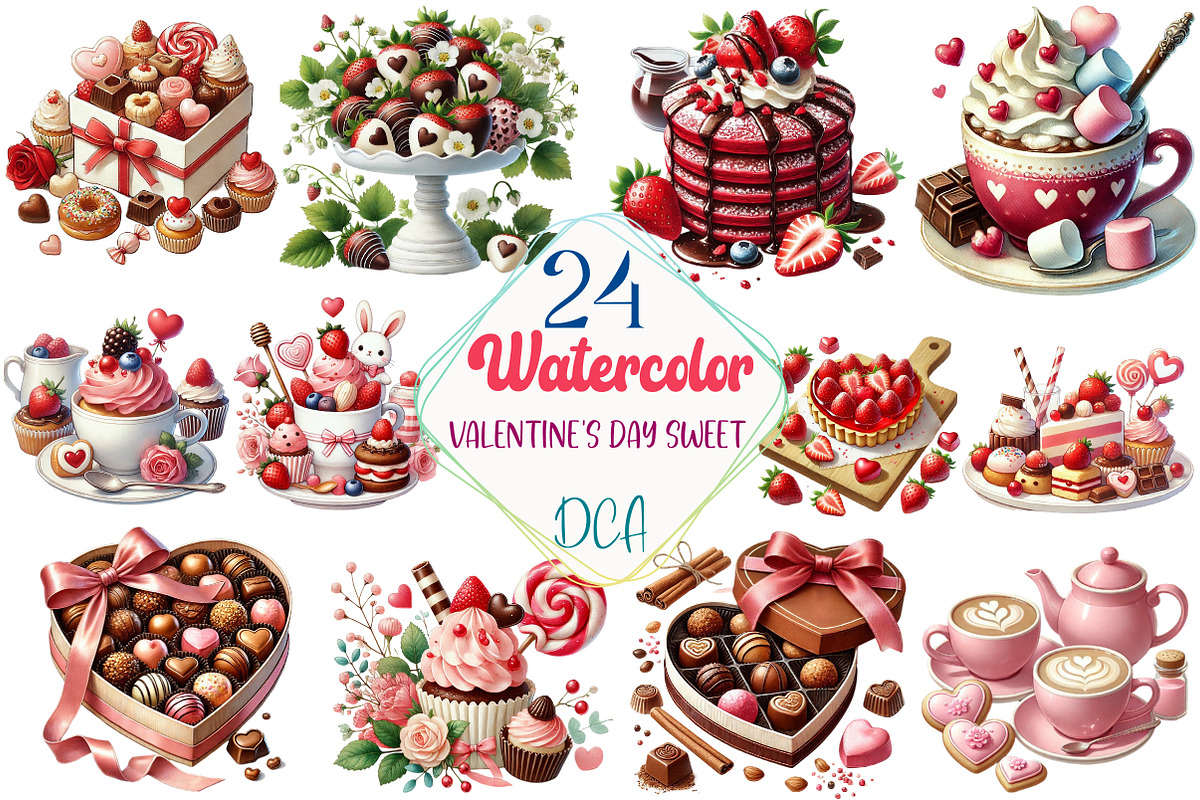 Valentine's Day Sweet Clipart Bundle, an Illustration by DreamCafeArt (Photo 1 of 3)