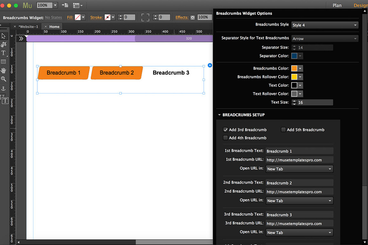 Breadcrumbs Adobe Muse Widget, a Plug-in Add-On by MuseTemplatesPro (Photo 2 of 2)