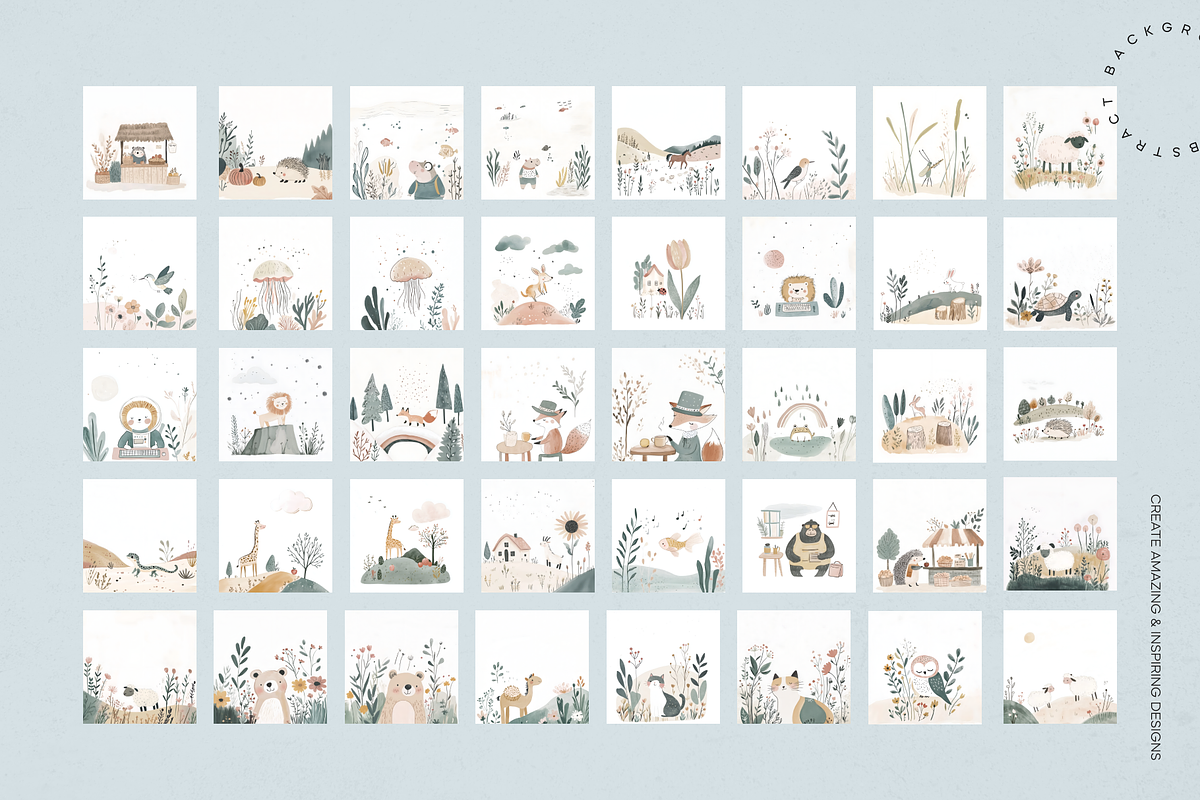 Watercolor Cute Animal Garden, an Animal Illustration by Lumeno (Photo 5 of 11)