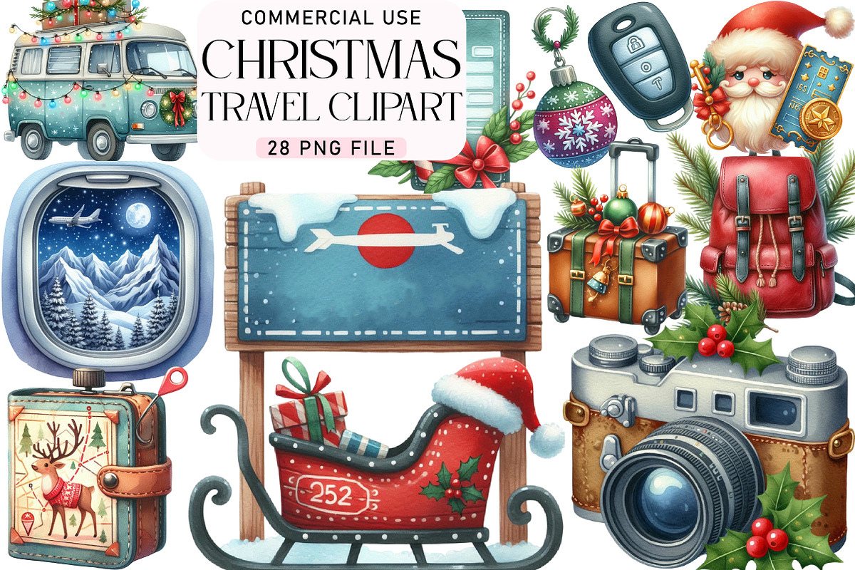Christmas Travel Clipart, an Illustration by Daily.Designs (Photo 1 of 5)